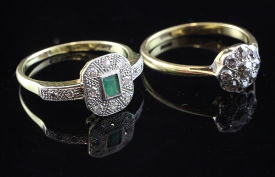 2 x 1920s gem set rings.